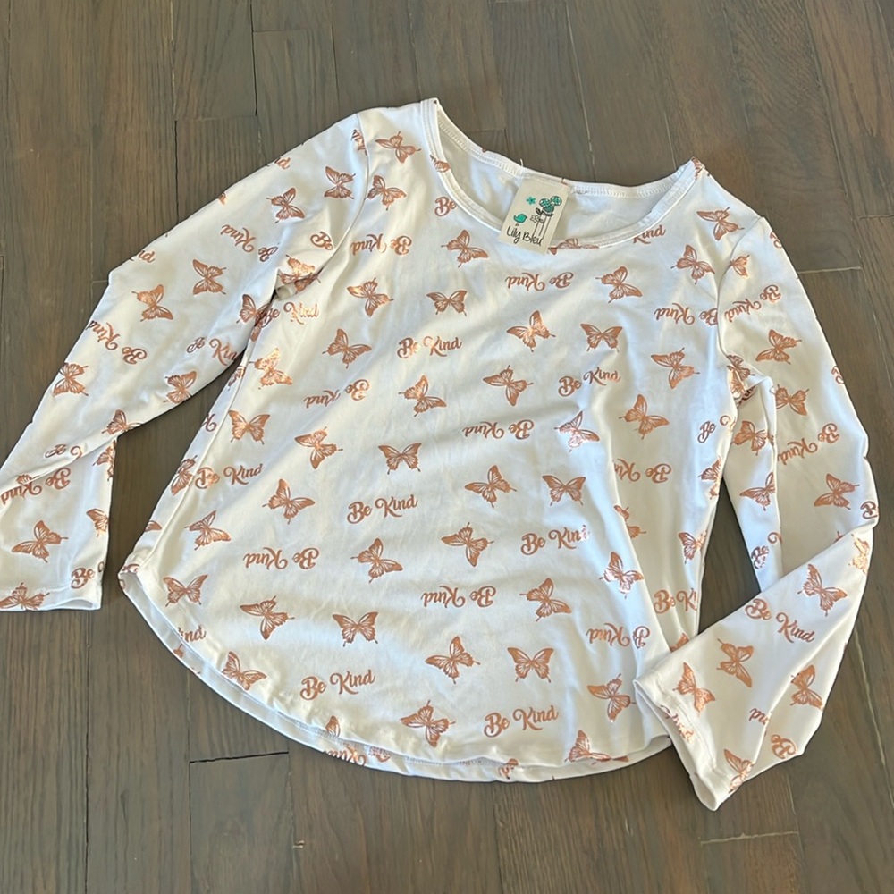 Lily Bleu Long Sleeve Be Kind Butterfly Print Shirt size 6x